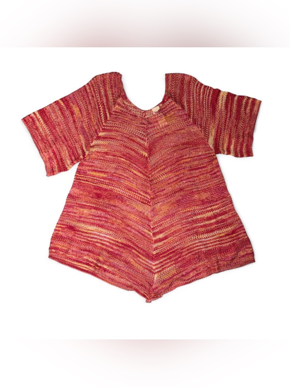 Faded Glory Pink and Gold Multitone V-Neck Knit Sweater